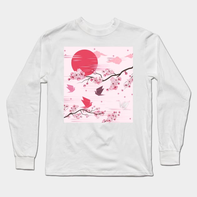 Cherry Blossoms Aesthetic Long Sleeve T-Shirt by edmproject